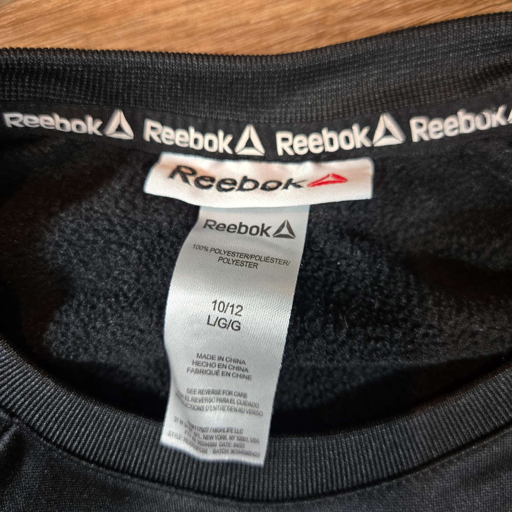 Reebok Classic Sweatshirt Youth L 10-12 Black Crew Neck Fleece Athletic - Picture 3 of 6